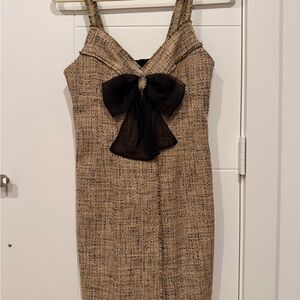 SANDRO - Elegant Black and Tan Women's Dress